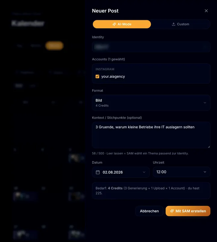 Bildschirmaufnahme: von der Idee zum fertigen Post in SAM